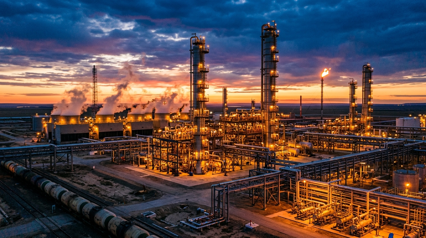 Refinery at sunset